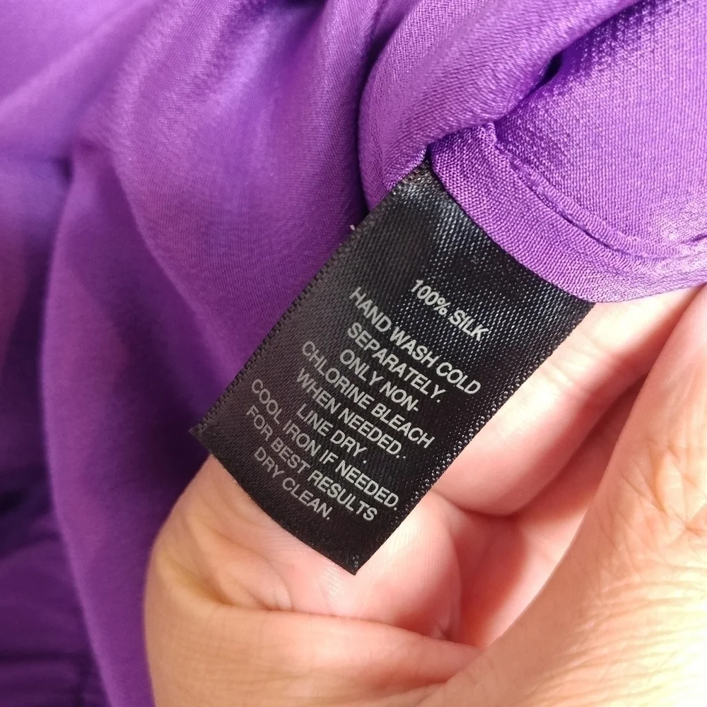 White House Black Market 100% Silk Shoulder Dress - Picture 8 of 9